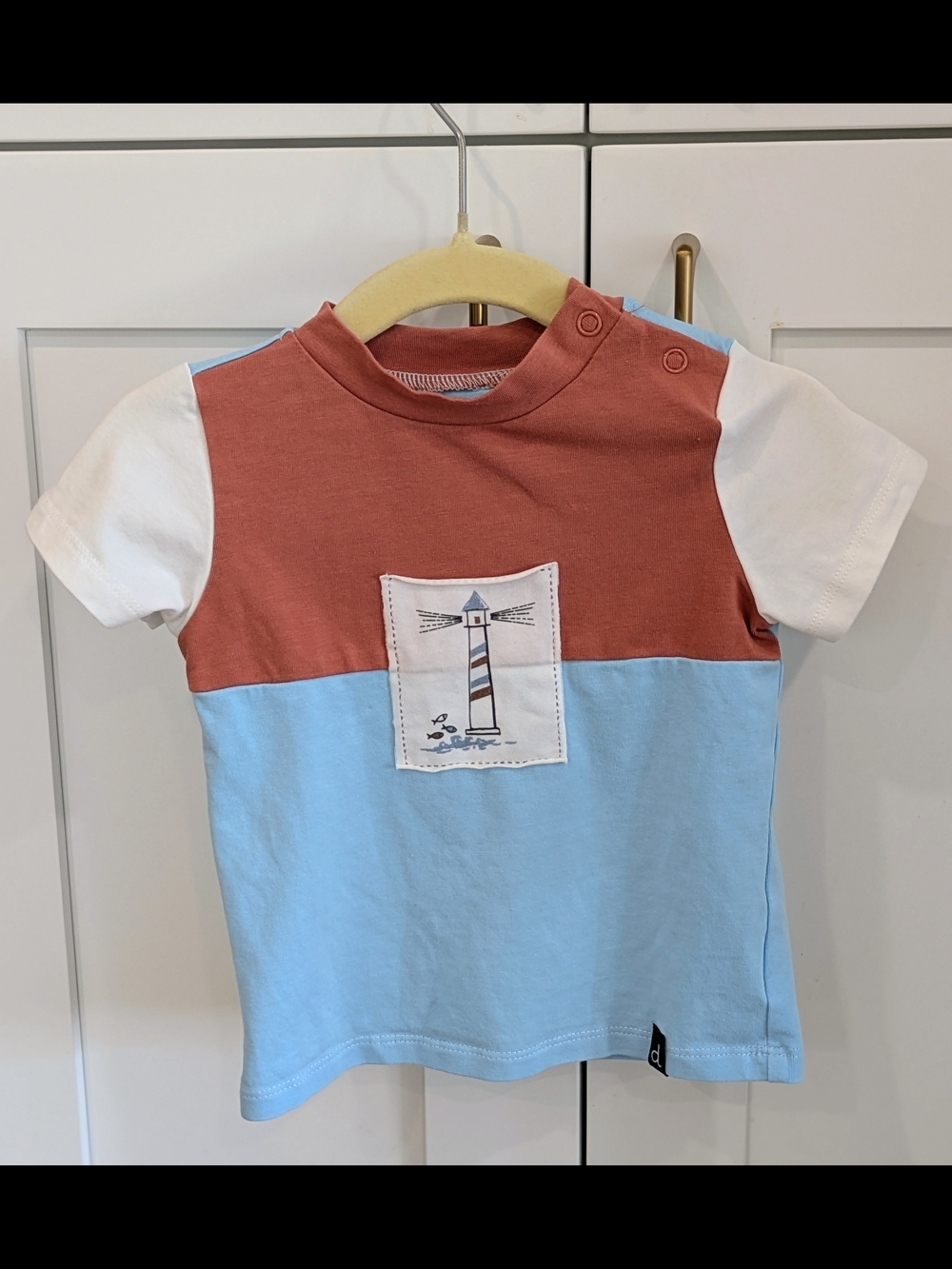 deux par deux Rust, Light Blue & White Lighthouse Tee